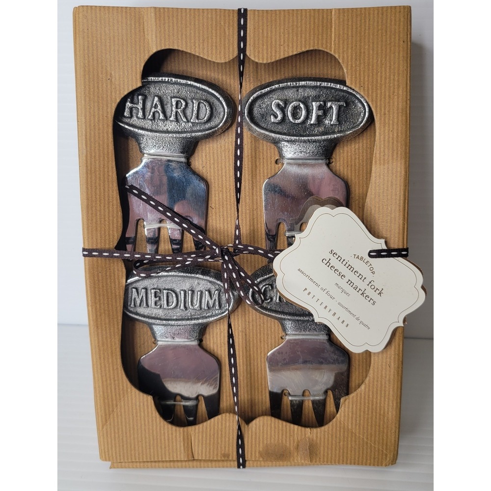 Pottery Barn Sentiment Metal Cheese Markers Hard Soft Medium Crumbly Set